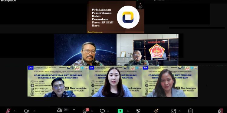 PT. Bina Indocipta Andalan Menyelenggarakan Webinar dengan Tema, Pelaksanaan Pemeriksaan Bukti Permulaan Sehubungan Berlakunya KUHAP Baru