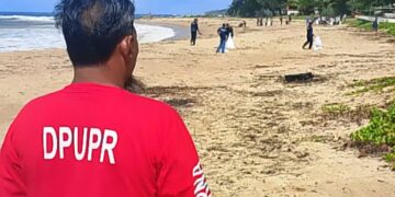 DPUPR Banten UPTD Pengelolaan DAS Ciliman-Cisawarna Bersama Musfikan Kecamatan Bayah Bersihkan Sampah di Pantai Pulomanuk