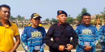 Sinergitas Yonif TP 840/Golok Sakti dengan Brimob Polda Banten Batalyon C Panggarangan Laksanakan Olah Raga Bersama