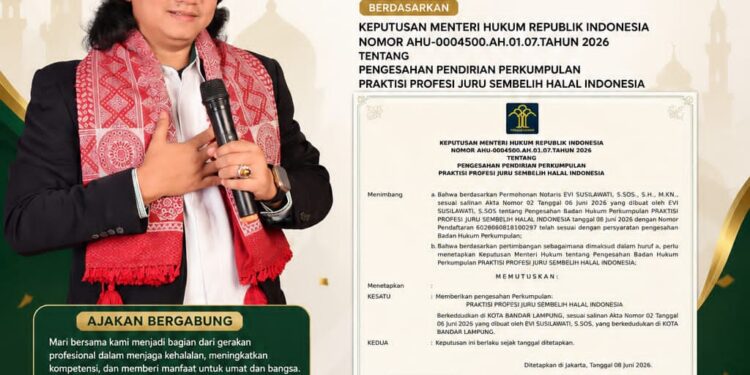 PPJSHI RESMI MEMPEROLEH PENGESAHAN KEMENTERIAN HUKUM RI, PERKUAT PROFESIONALISME DAN EKOSISTEM JURU SEMBELIH HALAL NASIONAL