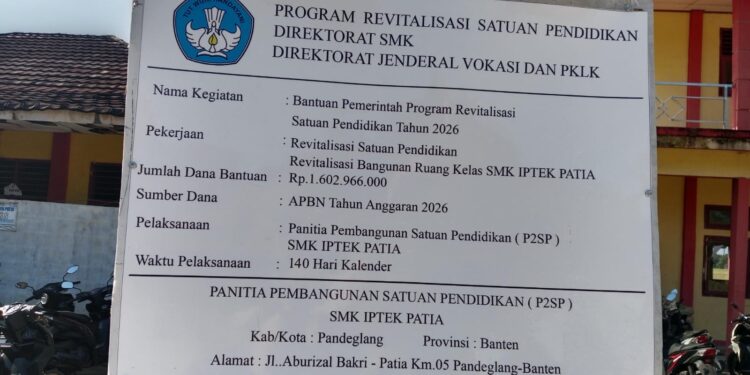 Revitalisasi SMK IPTEK Patia Rp1,6 Miliar Disorot, GOW-BANTEN Pertanyakan Intensitas Pengawasan Konsultan